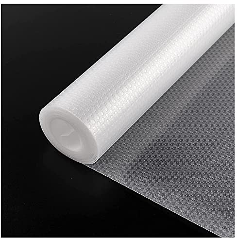 Zindoo 3 Rolls Drawer Liners, Fridge Liners for Shelves, Non Slip Non-Adhesive Oil-Proof Waterproof Refrigerator Shelves Protective Lining (Clear, 44.5x150cm)