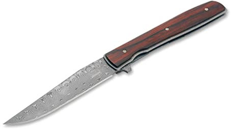 BÖKER PLUS® Urban Trapper Cocobolo Damast - hochwertiges Damaszener Gentleman Taschenmesser - superscharfes Damaststahl Einhand EDC Klappmesser in Geschenk-Box