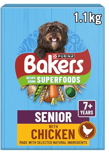 BAKERS Superfoods Senior 7+ Dry Dog Food Chicken with Vegetables 1.1kg (Pack of 5)