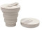 HUNU Collapsible Coffee Cup with Lid - BPA Free Foldable Silicone Espresso Cup for Hot Drinks - Leakproof Reusable Pocket Coffee Mug - Portable Travel Mug or Camping Cup - 12OZ (Warm Grey)