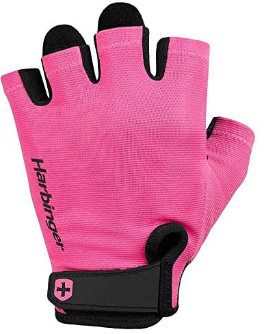 Harbinger Power 2.0 Gewichtheberhandschuhe – Gepolsterte Lederhandfläche, Atmungsaktiver Sitz, Handgelenkband, Zuglaschen – Grip & Schwielen Schutz für das Training – Unisex, Pink, Mittel