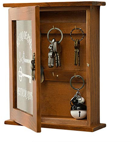 soobu Wandmontierter Schlüsselkasten, Lichtbeständiger Schlüsselschrank aus Holz für Zuhause (braun)