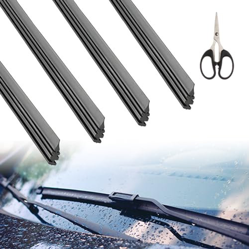 4 Pièces Lames d'Essuie-Glace de Rechange en Caoutchouc, 650mm Caoutchouc de Essuie Glace, Bande Recharge Universelle, Recharges de Balais D'essuie-Glace, pour Tous les Grattements de Pare-Brise