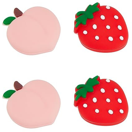 GORGECRAFT 4 pcs Pêche Fraise Pouce Poignées Fruits Silicone Souple Joystick Bouton Capuchons Analogique Joy Con Stick Housse de Protection Compatible avec Switch OLED Lite Console pour NS Joycon