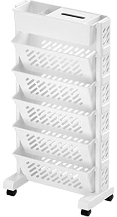 Yosoo Health Gear 6 Tiers Removable Book Rack, Large Capacity Rotatable Movable Bookshelf Book Rack Storage Bookshelf with Wheels for Home School (6 Layer)