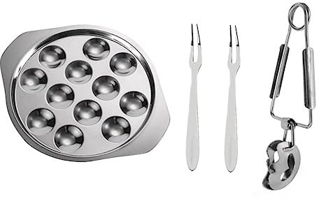 BESTonZON Schneckenplatte Aus Stahl Mit Gabel-clip-set Für Backöfen Grills Haushalt Servieren Von Gefüllten Eiern Minikuchen Vorspeisen