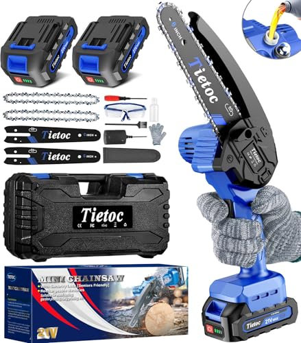 Tietoc Mini Chainsaw 6 Inch Cordless [2024 Upgrade] Portable Electric Chain Saw, Small Handheld Battery Powered Super Saws for Tree Branches, Stocking Stuffers Gifts for Men Dad Fathers Husband Women