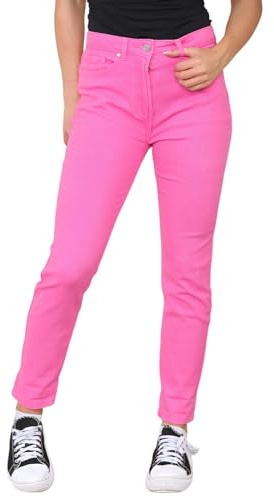 M and CO Damen Mom Jeans, schmal zulaufendes Bein, gerade, hohe Stretch-Denim-Hose