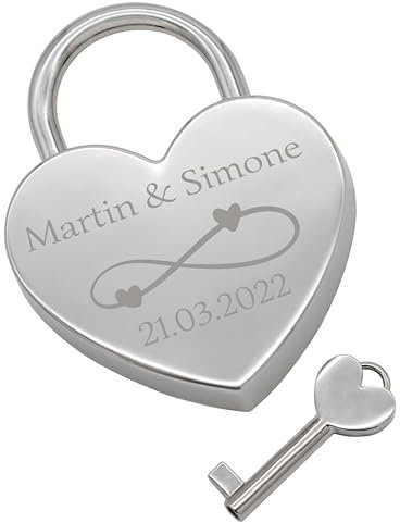wunderwunsch - Personalisiertes Liebesschloss mit Gravur, ideal für Valentintstag und Hochzeitstag