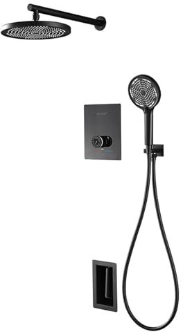 XJTNLB Robinet Douche Encastrable 3 Voies Colonne Douche Thermostatique 3 Mode 8 in Tete de Douche Pluie Ronde