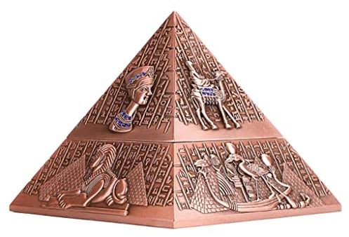 Saiyana Aschenbecher, winddicht, Metall, Pyramiden-Aschenbecher, Vintage-Stil, ägyptischer Stil, Zigarettenhalter mit Deckel