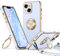 XYZ for iPhone 14 Case with Stand, Heart Lanyard for Girls Women, Luxury Cute Bling Protective Cover for iPhone 14, Blue