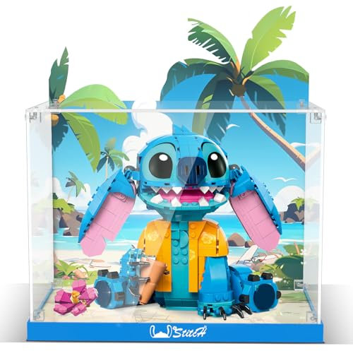 cooldac Acryl-Vitrine kompatibel mit Lego Stitch 43249, Staubgeschützter & Kreativer Hintergrund - Hochauflösendes klares Acryl kompatibel mit Stitch Lego Baukasten(Nur Box, Kein Modell)