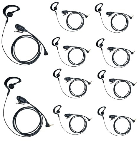 Klykon Earpiece Headset with MIC PTT 1 PIN 2.5MM for Motorola Talkabout Walkie Talkie 2 Way Radio MR350R MD200TPR MH230R MS350R MT350R MG160A MH230TPR G Shape,10 Pack