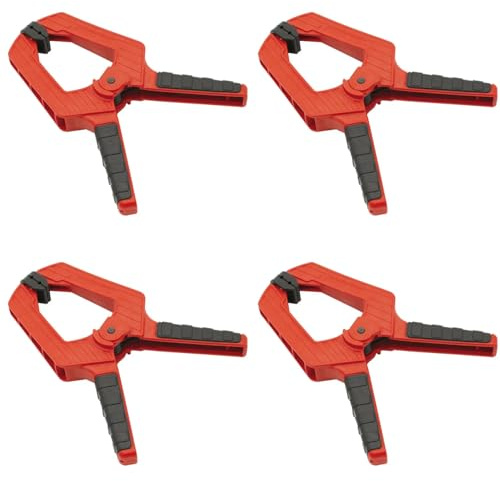 Federklemme Multifunktion Set 4 Stück 50mm Federzwingen Klemmzwingen | Hohe Spannweite & extreme Spannkraft | Ergonomische gummierte Griffe | Robuste Leimzwingen für Holz, Werkstatt & DIY