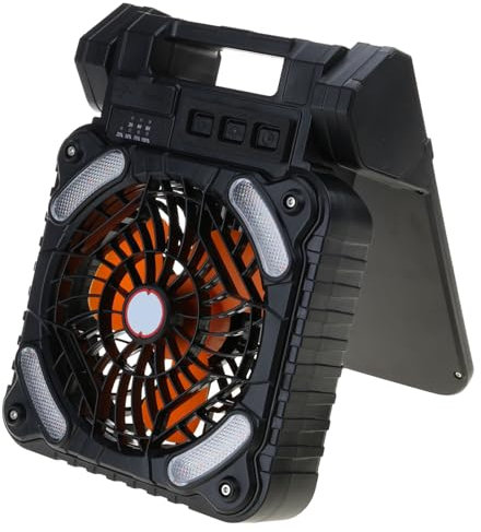 TingHaoO Ventilador de escritorio multifuncional recargable con luz para exteriores, ventilador solar de pesca, material ABS