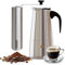 Galvxn Stainless Steel Italian Moka Pot Coffee Maker - 6 Cups (300 ml) with Built-in Grinder - Induction Compatible - Grey