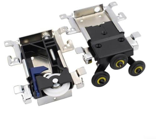 LVYXON Sliding Door Roller Wheels, Old Wooden Door Roller Sliding Door Cabinet Sliding Door Pulley Side Mounted, Sliding Wardrobe Door Parts. Wheels Runners Guides(1 Set)