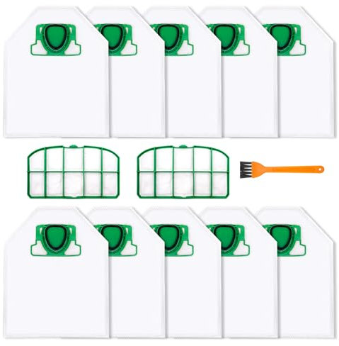 Fettwal 10 Stück Staubsaugerbeutel für Vorwerk Kobold Staubsaugerbeutel Vorwerk Kobold VK200 FP200, mit 2 HEPA-Filtern & 1 Bürste, 5-lagiger Microvlies Staubbeutel, für Vorwerk Kobold VK200 FP200