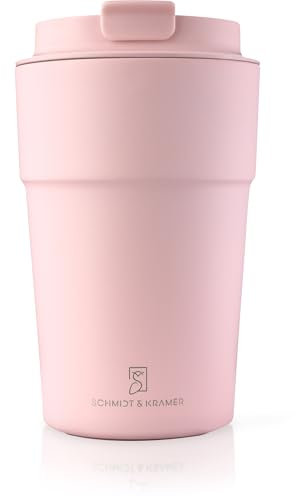 Schmidt & Kramer Thermobecher I idealer To Go Kaffeebecher für unterwegs I Edelstahl doppelwandig vakuumisoliert & Extra Kupferlegierung, hält extra lange heiß I auslaufsicher (Perlrosa, 380 ml)