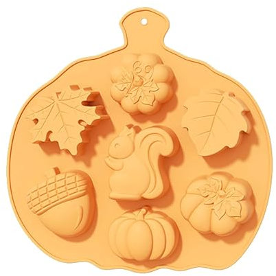Truthahn-Kuchen M Ol Ds -Truthahn-Silikon-Form für Thanksgiving Mini-Kuchen Halloween Cupcake Pan Dessert Tablett Set für Thanksgivi Brotbackform Rund Silikon (E, One Size)
