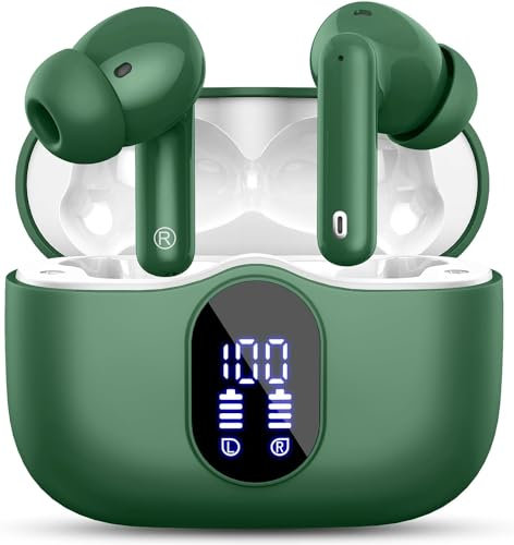Bluetooth Kopfhörer, Kopfhörer Kabellos Bluetooth 5.4 Sport In Ear Kopfhörer mit 4 Mikrofon, 40 std Spielzeit, LED-Anzeige, ENC Lärmreduzierung, Tiefer Bass Ohrhörer für Arbeit und Studium