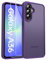 FLLAO Opaca Cover Compatibile con Samsung Galaxy A36 5G con 2 Vetro Temperato, [Della Fotocamera Protezione] Anticaduta Antiurto Anti-Graffio Anti-Impronte Hard PC Glassata Custodia Viola Scuro
