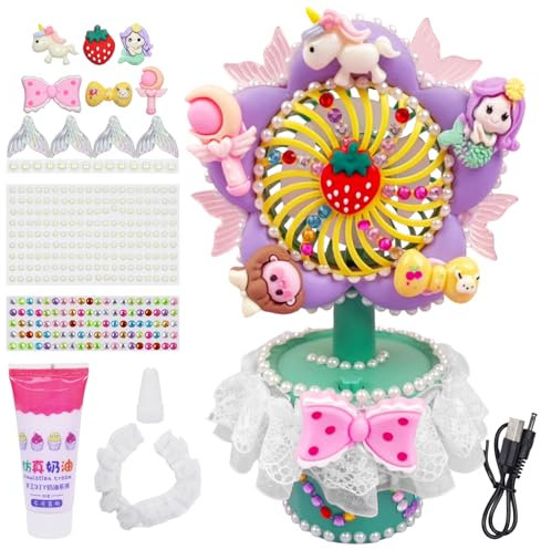 Handventilator Mini USB Wiederaufladbarer, Bastelset für Mädchen, Blumentopf Modellieren Handwerk Geschenke