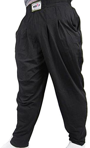 Muscle Alive Herren Fitnessstudio Ausgebeulte Hose für Bodybuilding Baumwolle und Elasthan schwarz 3XL