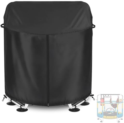 Kinder-Trampolin-Abdeckung, wasserdicht, für 139,7 cm rundes Kindertrampolin, strapazierfähig, 600D-Oxford-Stoff, wetterbeständig, runde Trampolin-Abdeckung, UV-beständig, winddicht