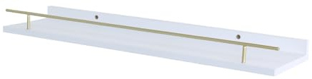 Optimal Products Floating Deco Wall Mounted Shelves Picture Ledge Display Rack Book Storage Shelf UK (White, 60 x 15 x 4.3 cm)