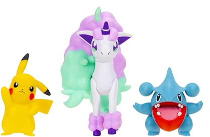Pokémon PKW4097 - Battle Figure 3er-Pack – inklusive 5 cm Pikachu & Kaumalat und 7,5 cm Galar-Ponita