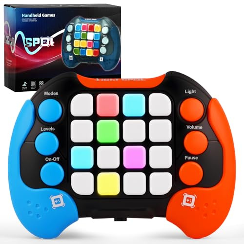 AYESY Quick Push Pop Game, Fidget Jeu Électronique Console de Jeu Portable Jouets Antistress Speed Push Light Up Fidget Éducative Gamepad Toys pour Garçons Filles Adolescents, Noir Orange