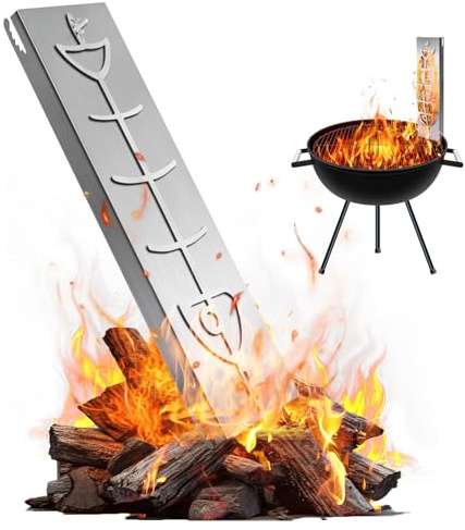 Lightasea Flammlachsbrett Edelstahl,Lachsbrett für Feuerschalen & Kugelgrills,180° drehbar & 5 rutschfeste Kippwinkel,58.5X16cm,Flammlachsbrett,Lachsbretter zum Grillen Feuerschale