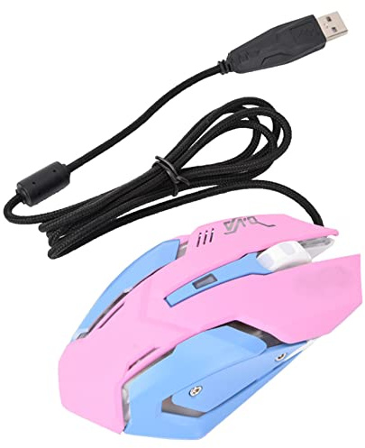 Jspondivague Pink Wired Gaming Mouse, USB Gaming Mouse with 3200DPI High Sensitivity, Ergonomic Comfort Grip Design, RGB LED Backlit for PC Laptop, Compatible with Mac