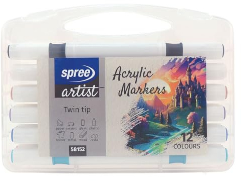 Harlekijn Acryl Marker Set - 12 Farben Soft Brush und Fine Tip.