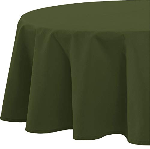 REDBEST Tischdecke, Tischwäsche Uni Seattle, 100% Baumwolle dunkelgrün Größe rund: 160 cm Ø - Robustes, glattes Gewebe, mit hochwertigem Kuvertsaum