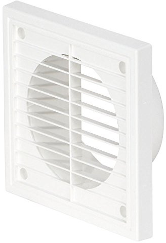 Airflow External Wall Vent Cover – White Round Plastic Grille for 100mm / 4 Ducting – Weatherproof Air Outlet – 154mm x 154mm