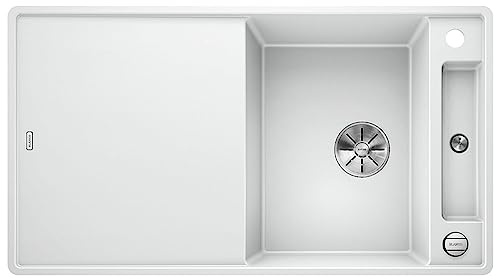 BLANCO AXIA III 5 S-F | Granitspüle aus SILGRANIT weiß | mit | [90,5x50x20,2 cm] | für 50 cm breite Unterschränke | mit Glasschneidbrett | Reinigungsfreundlich | Einbauart: Flächenbündig