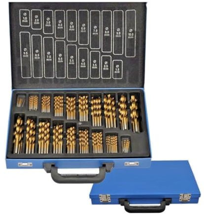 Trade shop traesio 10207 Set forets Titane HSS Coffret métal, fer, bois, 170 pièces, 10 mm