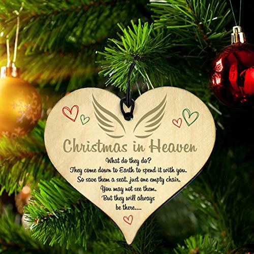#763 Memorial Christmas Tree Bauble Handmade Wood Hanging Heart Decoration Sign Love Friendship Gift Sign 4x4 Inch (100 x 100mm) Gin Bottle Tag