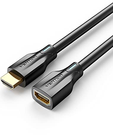 VENTION Cable de Extensión HDMI, HDMI Macho a Hembra (8K@60Hz) con HDMI 2.1, 3D con Retorno de Audio y Ethernet, Compatible con TV Stick, Blu-Ray, Xbox 360, PS3/PS4 (1 m)
