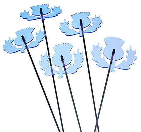 suncatcher Garden Decor 5er Set Sonnenfänger Garten Stecker Schottischen Disteln Statuen Figuren 75cm hohe Dekoration Balkon oder Terrasse, Farbe:blau