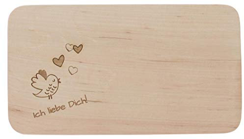 LASERHELD | Brotzeitbrett Holz mit Gravur “Ich liebe Dich” | 22 x 12 cm | Frühstücksbrettchen Holz Schneidebrett Jausenbrett | Geschenk zum Jahrestag für Paare