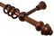 Gardinenstangen Holz Farbe Nußbaum 20 mm Vorhangstange mit Ringen Endstück Antik, 160 cm