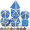 World of Dice Metallwürfel-Set Drachenwürfel - Blue Magic - Pen & Paper Würfel-Set aus Metall, 7-teiliges polyedrisches Set, für Dungeons and Dragons, DSA, Cthulhu, UVM.