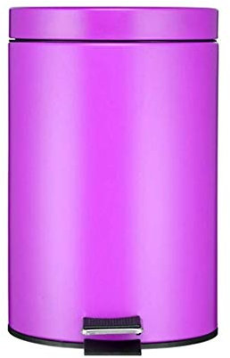 QYRKYP Runder Mülleimer, Haushalt Solid Color Treteimer Lila Orange 12 Liter Küche Mülleimer Indoor/Outdoor Mülleimer,Lila,12L