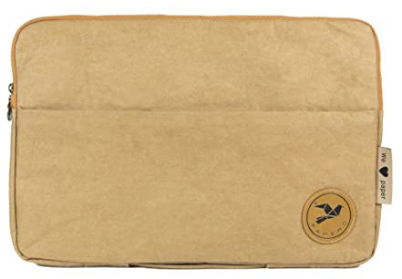 PAPERO Laptoptasche aus Kraft Papier, Laptophülle 15,6 Zoll nachhaltige Notebooktasche Laptop Schutzhülle Schutztasche (Hellbraun)