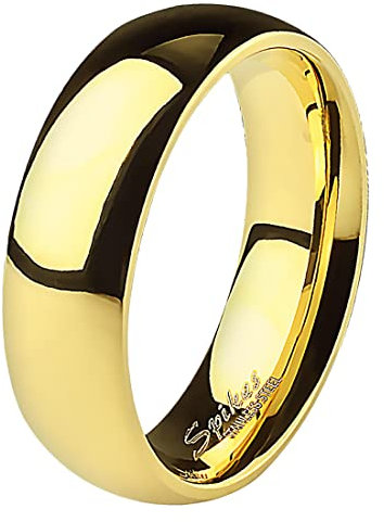 Taffstyle Band Ring Edelstahl Herrenring Damenring Partnerring Trauring Verlobungsring Damen Herren Gold Größe 63 (20.1) Breit 6mm