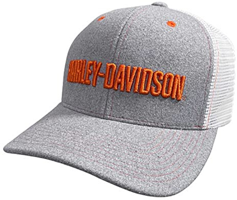 Harley-Davidson Herren Simple Contrast Snapback Colorblocked Mesh Trucker Hat Grau, grau, Einheitsgröße